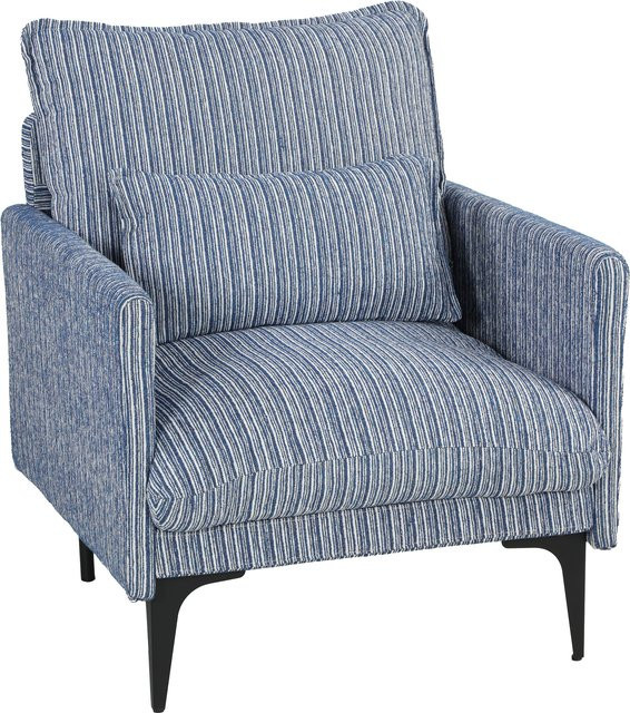 HOMCOM Wohnzimmersessel in Blau mit Leinenoptik, gepolsterter Sessel mit Armlehnen und Stahlbeinen für Wohnzimmer und Schlafzimmer - Bild 1