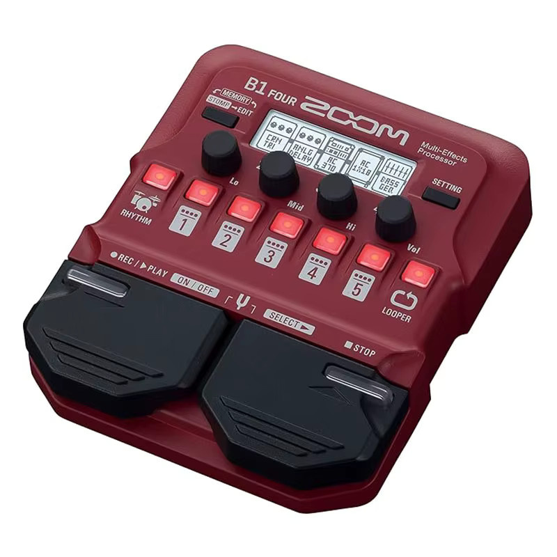Zoom B1 FOUR Bass Multi-Effekt-Prozessor in Rot mit 60+ Effekten, Verstärkermodellierung, Looper und Rhythmussystem - Bild 2