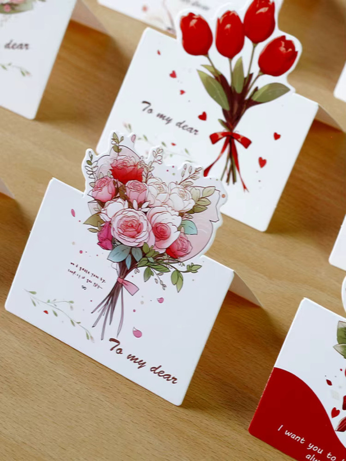 10 Stück 3D-Blumengrußkarten aus Papier für Hochzeiten, Valentinstag und besondere Anlässe - Bild 3