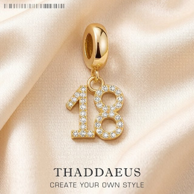 Charm-Anhänger Thaddaeus, vergoldet, 925 Sterlingsilber, Damen Herren - Bild 1
