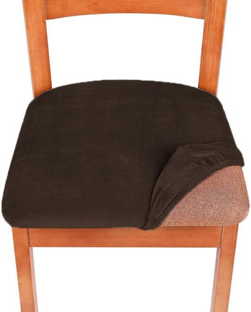 YZFZP Stretch-Samt Stuhlbezug für Esszimmerstühle in Kaffeebraun - Bild 1