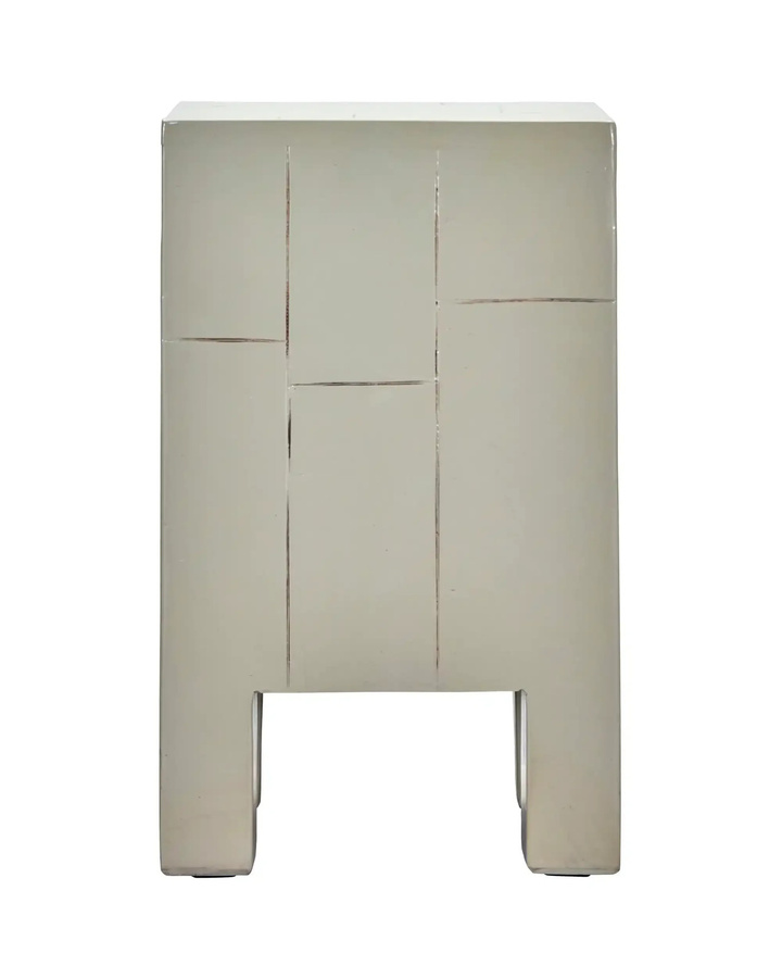 House Doctor Beistelltisch Brick in Sand mit grafischer Paneelstruktur aus Mangoholz und Eisen, B/T/H: 30 x 30 x 50,5 cm - Bild 1