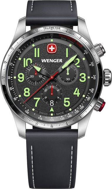 Wenger Chronograph, Edelstahlgehäuse, Leder, Quarz, 43 mm, Herren - Bild 1