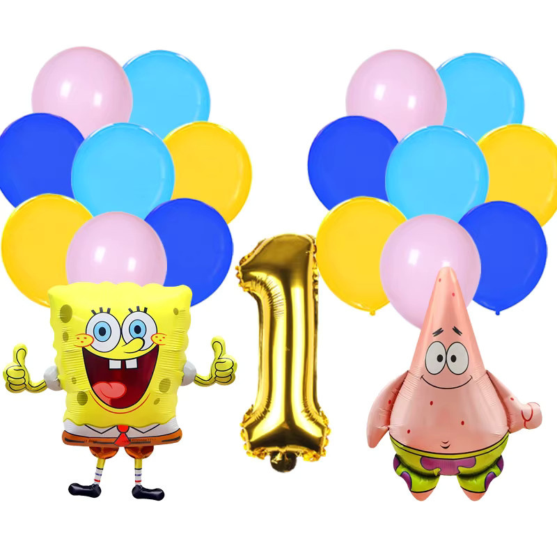 Potdemiel Kugelförmige Aluminiumfolien-Ballons mit SpongeBob und Patrick für deine Geburtstags-Party, Mehrfarbig - Bild 2