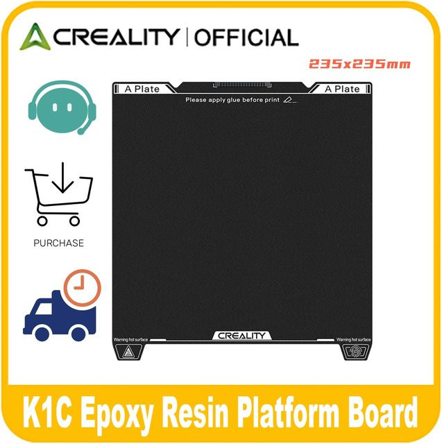 Creality Magnetische Flexible Federbettplatte mit Epoxidharzoberfläche für K1C und K1 SE, Schwarz, B/T: 235 x 235 mm - Bild 1