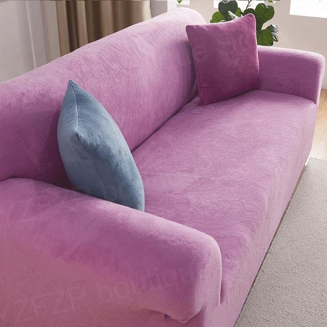 Elastischer Multi-Plüsch Sofabezug für 1-Sitzer, Pink, Modernes Design - Bild 1