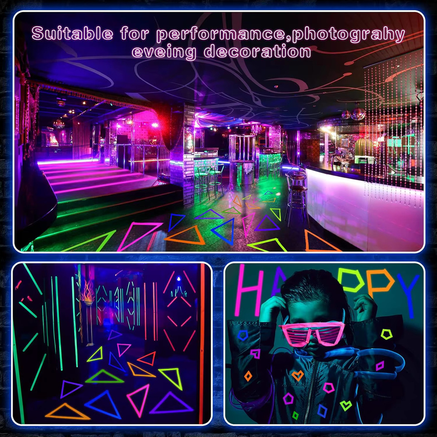 6er Set selbstklebendes UV-Glüh-Baumwollband in Multicolour für Neon-Effekte, Sicherheit und Dekoration - Bild 5