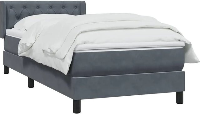 vidaXL Boxspringbett mit Matratze aus Samt in Dunkelgrau, B/T/H: 80 x 210 cm - Bild 1
