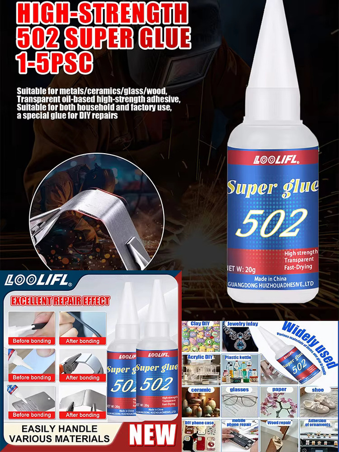 LOOLIFL 502 Superkleber Cyanacrylat Flüssigkleber transparent für Leder, Gummi, Holz und Metall - Bild 7