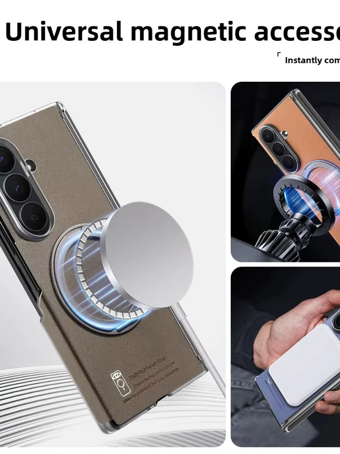 Magnetische Leder-Handyhülle für Samsung Galaxy Z Fold 7 6 5 4 mit 360 Grad drehbarem Scharnierschutz und MagSafe Kompatibilität in Braun - Bild 5