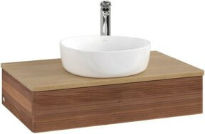 V&B Waschtischunterschrank Antao mit Frontstruktur in Eiche und Walnuss, B/T/H: 80 x 50 x 19 cm - Bild 1