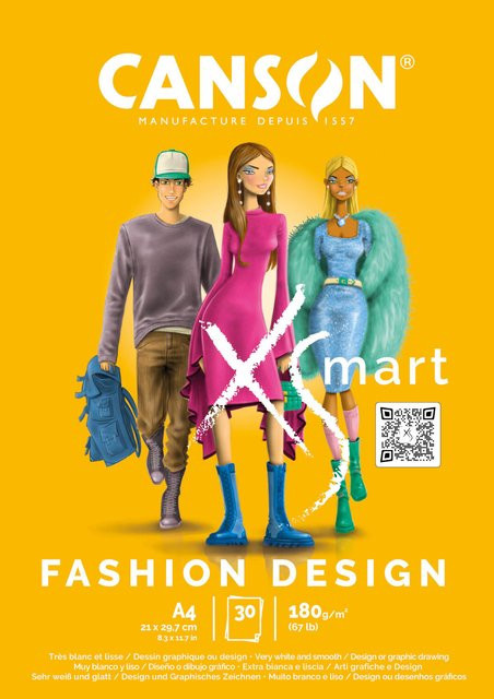 Canson CANXSMART Fashion Design Block mit 30 Blatt weißem Papier, B/H: 30,0 x 30,0 cm - Bild 1