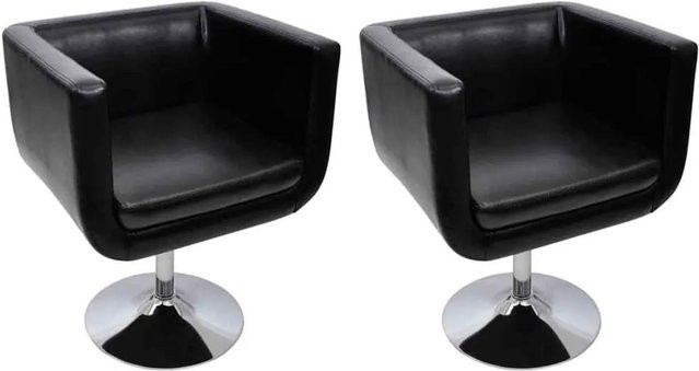 vidaXL Loungesessel 2er Set aus Kunstleder in Schwarz mit Metallrahmen und Schwenkfunktion - Bild 1
