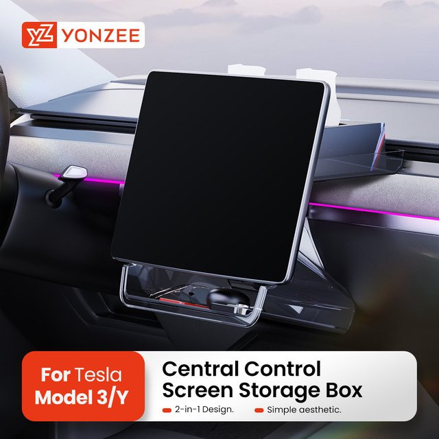 YZ Aufbewahrungsbox mit verstecktem Fach und MagSafe-Magnetfunktion für Tesla Model 3 Y Highland Juniper 2021–2025, Schwarz - Bild 1