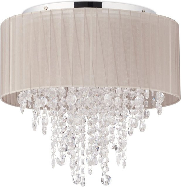 Relaxdays Deckenlampe Organza in Grau und Silber mit Kristallketten, B/T: 39,0 x 39,5 cm - Bild 1