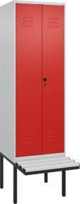 C+P Spind Classic PLUS Schwarz-Weiß-Spind mit Sitzbank, 2 Abteile, Sicherheits-Drehriegel, Kunststoff-Sitzfläche, B/T/H: 212,0 x 60,0 x 81,5 cm - Bild 1