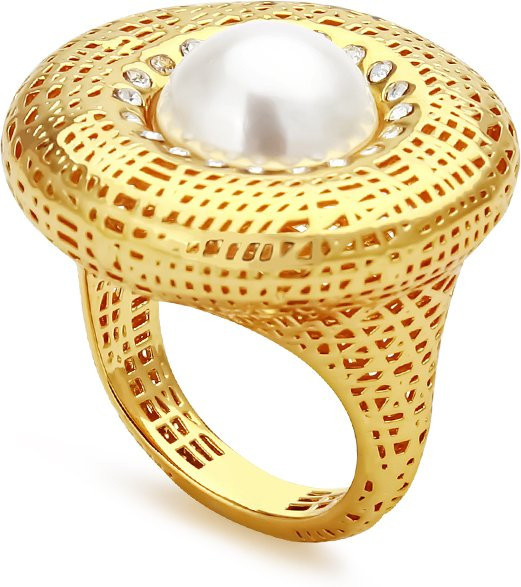 IVOG Hohlkristall-Inlay-Ring, Messing, goldfarben, Damen - Bild 1