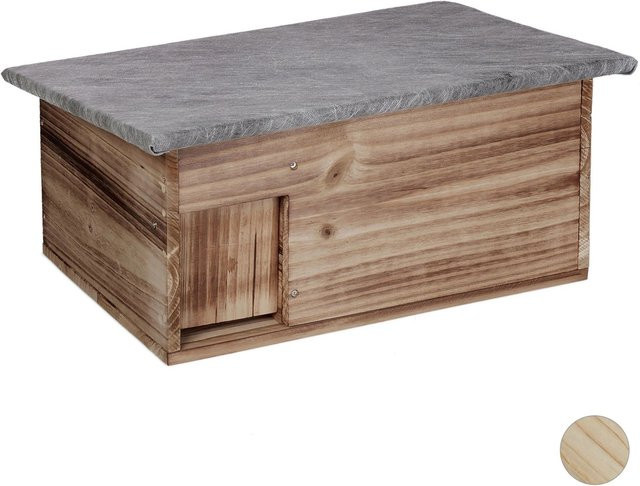 Relaxdays Igelhaus Bausatz aus geflammtem Tannenholz in Braun, Wasserdicht, B/T/H: 46 x 21 x 34 cm - Bild 1