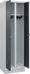 C+P Möbelsysteme Spind Classic PLUS Schwarz-Weiß mit Sockel, 2 Abteile, Anthrazitgrau, H x B x T: 195 x 60 x 50 cm - Bild 1