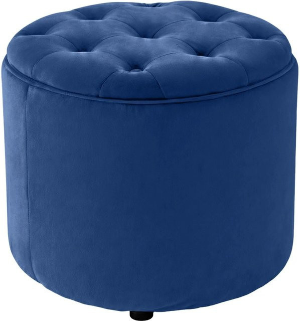 CLP Sitzhocker Pantin Chesterfield Samt Blau B: 44 cm, T: 44 cm, H: 42 cm - Bild 1