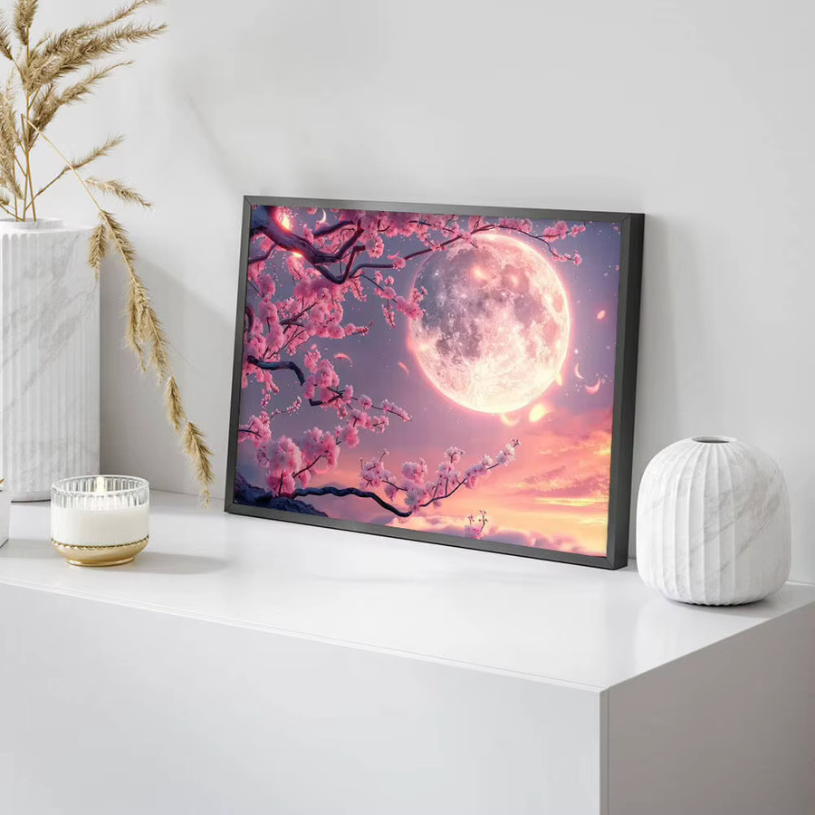Huacan 5D Diamantgemälde Sternenhimmel und Baumlandschaft als Diamant-Mosaik Set mit runden Steinen B/H: 30 x 30 cm - Bild 3