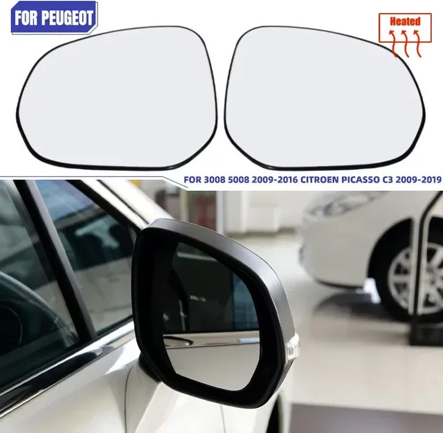 Beheizter Standard-Rückspiegel mit Weitwinkel-Konvexglas, verstellbar, passend für Peugeot 3008, 5008 und Citroën C3 Picasso - Bild 1