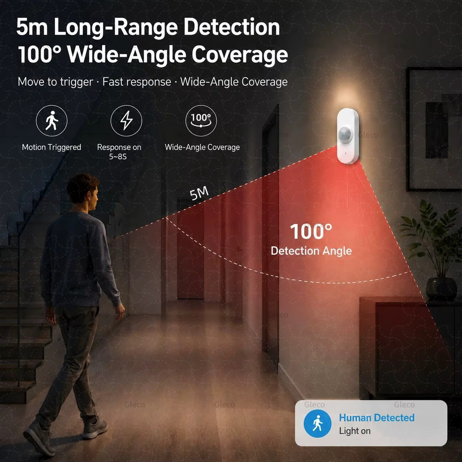 Tuya WiFi Smart PIR-Bewegungssensor mit Lichtdetektor, Temperatur- und Feuchtigkeitserkennung in Weiß für Smart Life Sicherheitsautomatisierung - Bild 3