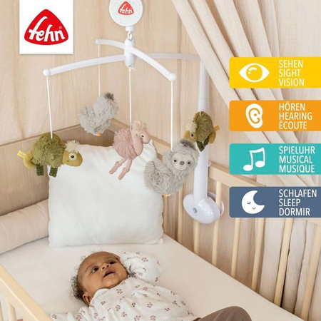 Fehn Musik-Mobile Lazy, Crazy & Pink mit Spieluhr und Tieren in Rosa und Mehrfarbig, Durchmesser: 40 cm