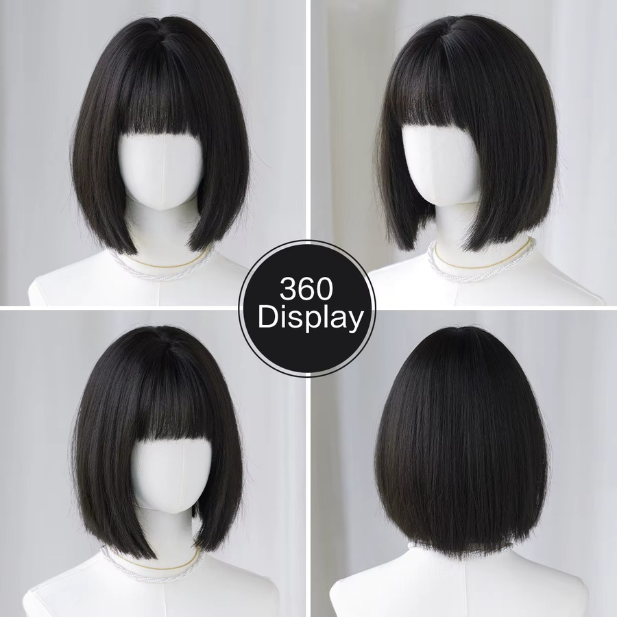 7JHH WIGS Perücke, Bob-Perücke, dunkelbraun, synthetisch, Damen - Bild 3