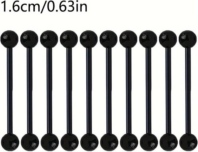 YULIN Zungenpiercing Barbell, Acryl, Schwarz, 14G, 16mm, Unisex - Bild 1