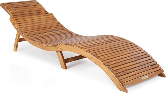 CASARIA Faltbare Gartenliege aus FSC-zertifiziertem Akazienholz in Braun mit verstellbarer Kopfstütze und ergonomischer Form - Bild 1