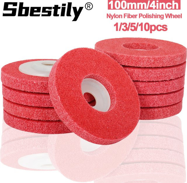 SI FANG Schleifscheiben Set aus roter Nylonfaser, flache Polierscheiben mit 9P Härte für Winkelschleifer, Durchmesser: 10,16 cm, Breite: 1,59 cm - Bild 1