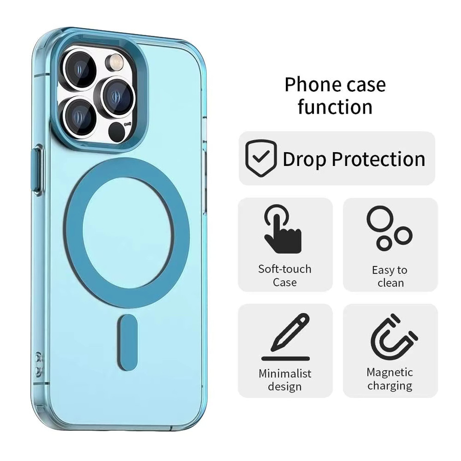 Magnetische kabellose Ladehülle für Apple iPhone 14, 13, 12 Pro Max und 14 Plus, transparent in Grün oder Blau - Bild 6
