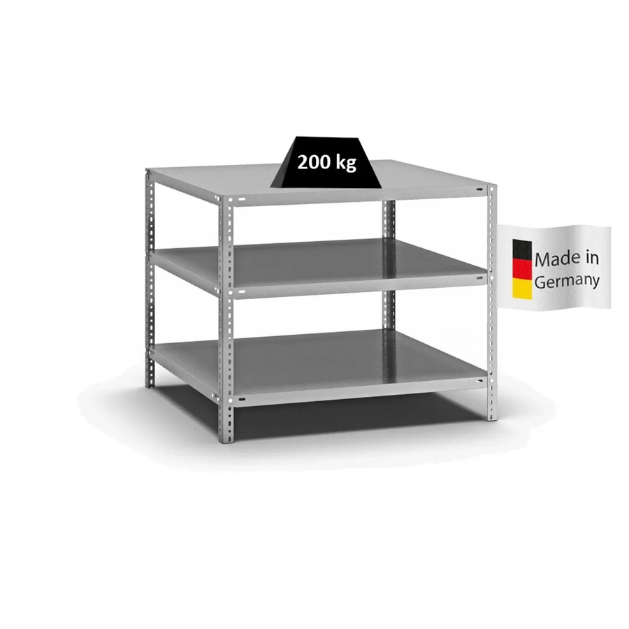 PROREGAL Fachbodenregal Medium-Duty Grundregal verzinkt, Farbe: Silber, H x B x T: 80 x 100 x 80 cm, 3 Ebenen, beidseitig nutzbar - Bild 2