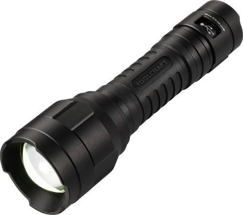 TOOLCRAFT Taschenlampe TO-10153320 in Schwarz mit einstellbarer Punktgröße, 1100lm, USB-Schnittstelle und wiederaufladbarem Li-Ionen Akku - Bild 1