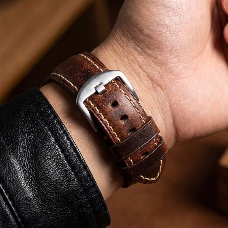 CHIICSMART Uhrenarmband Leder, Schwarz Braun, Unisex - Bild 4