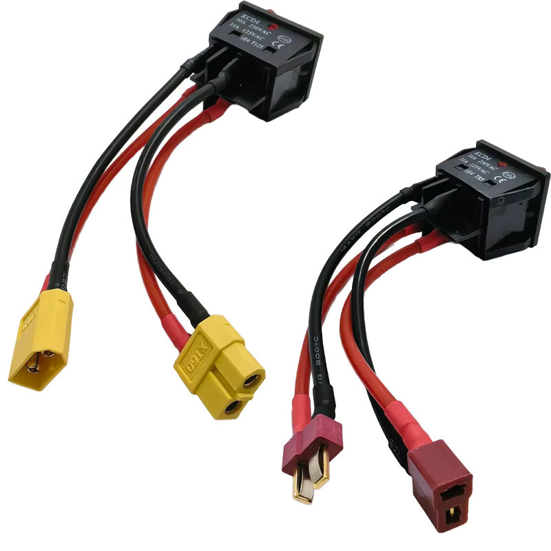 JCD Batterie-Hauptschalter mit Großstrom-Ein/Aus-Funktion, 30A 12V 24V, XT60-Stecker und 14AWG Kabel in Schwarz für RC Schleppboot und Köderboot mit 550 775 Bürstenmotor - Bild 3