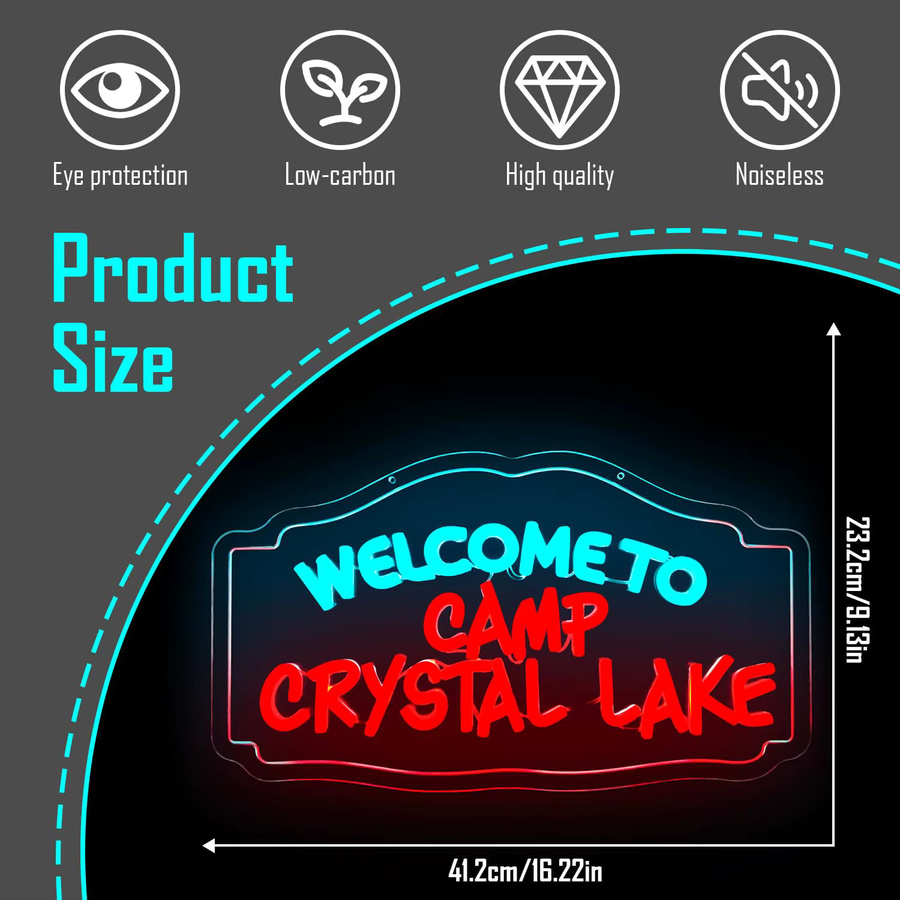 Wanxing Crystal Lake Neonschild Wanddekoration für Horrorfilm Fans und Halloween Partys - Bild 5