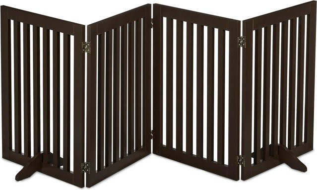 Relaxdays Absperrgitter aus MDF in Braun, 4 Panel verstellbar und zusammenklappbar, H x B x T: 70 x 206 x 51 cm - Bild 1