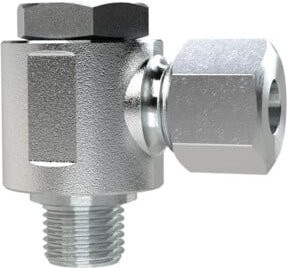 Riegler Schwenkbare Winkel-Verschraubung in Silber, M33x2,0 a., Rohr-Außen-Ø 25 mm - Bild 1