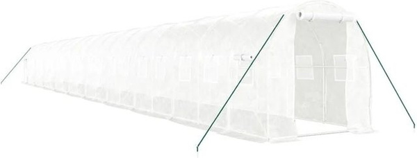 vidaXL Gewächshaus mit Stahlrahmen und Polycarbonat in Weiß, B x T x H: 20 x 2 x 2 m
