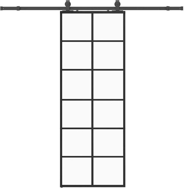 vidaXL Schiebetür aus ESG-Glas in Schwarz mit Beschlag, modern, B/H: 76 x 205 cm - Bild 1
