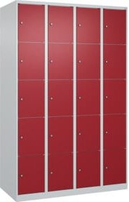 C+P Schließfachschrank Classic PLUS mit 4 Abteilen, Farbe Grau und Rubinrot, B/T/H: 120 x 50 x 185 cm - Bild 1