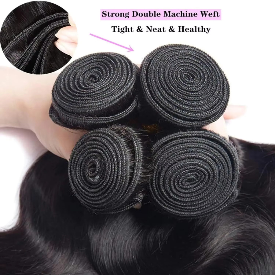 MIHUGASS Body Wave Haarbündel, Brasilianisches Echthaar, 38-40 Zoll - Bild 2