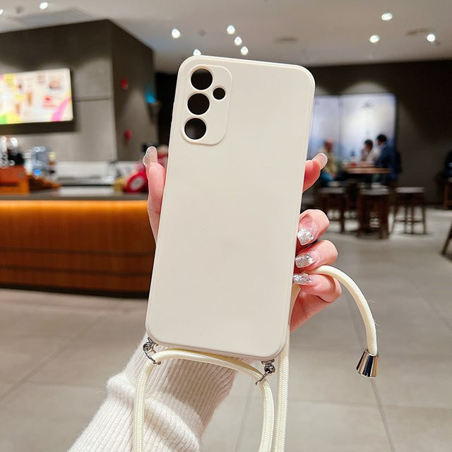 Lanyard-Schutzhülle für Samsung Galaxy S24 S23 S22 S21 S20 S10 S9 S8 Plus Note 20 mit Umhängeband aus weichem TPU-Silikon in Lila und Weiß - Bild 1
