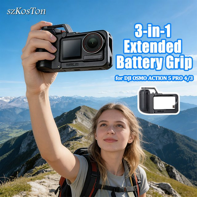 SZKOSTON Quick Release Schutzrahmen für DJI OSMO ACTION 5 PRO, 4 und 3 mit Straßenfotografie Grip in Schwarz - Bild 1