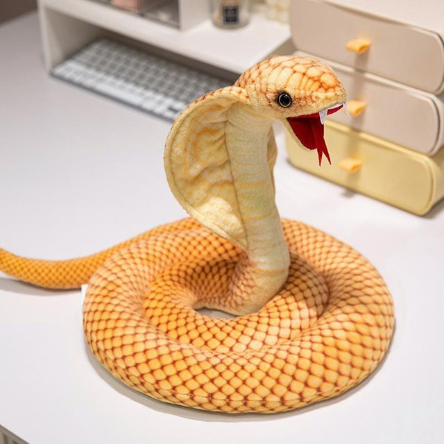 Yiran toy Simulation Kobra Plüschtier, Grau, Gelb, 160cm - Bild 1