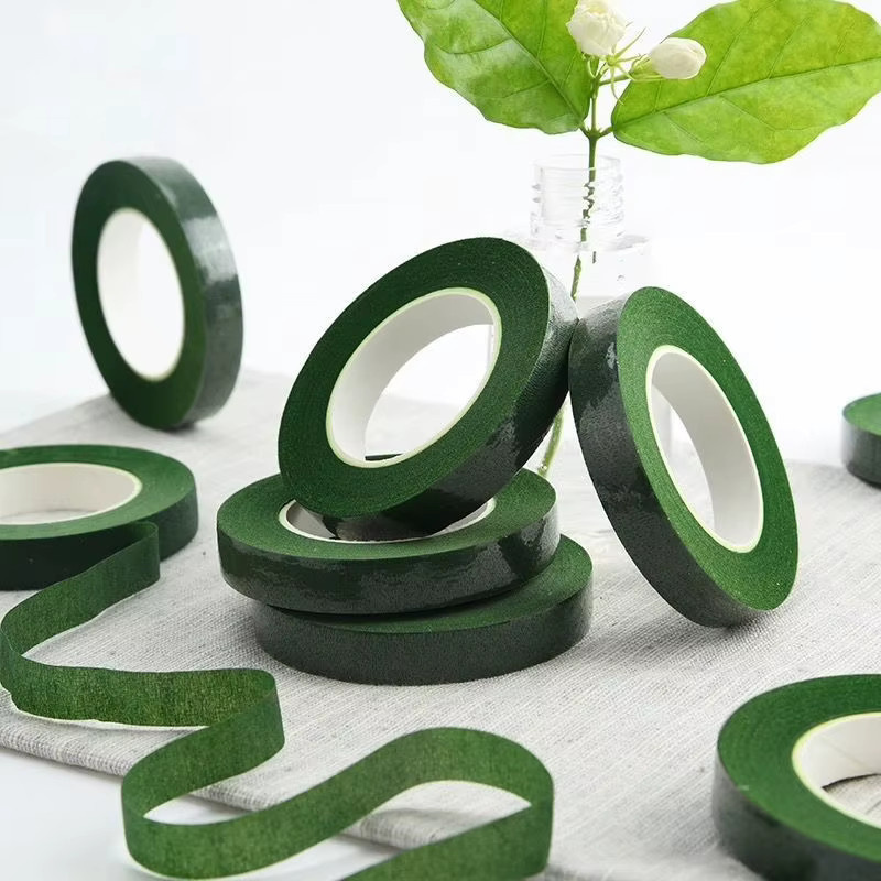 Grünes Blumenklebeband aus Washi-Papier für DIY-Blumenbindearbeiten und Verpackungen, Breite: 1,2 cm, Länge: 22,86 m - Bild 3