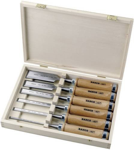 Bahco Stechbeitel-Satz 6-teilig mit Holzbox, Größen: 6 mm, 10 mm, 12 mm, 18 mm, 25 mm, 32 mm, Artikelnummer 425-083 - Bild 1