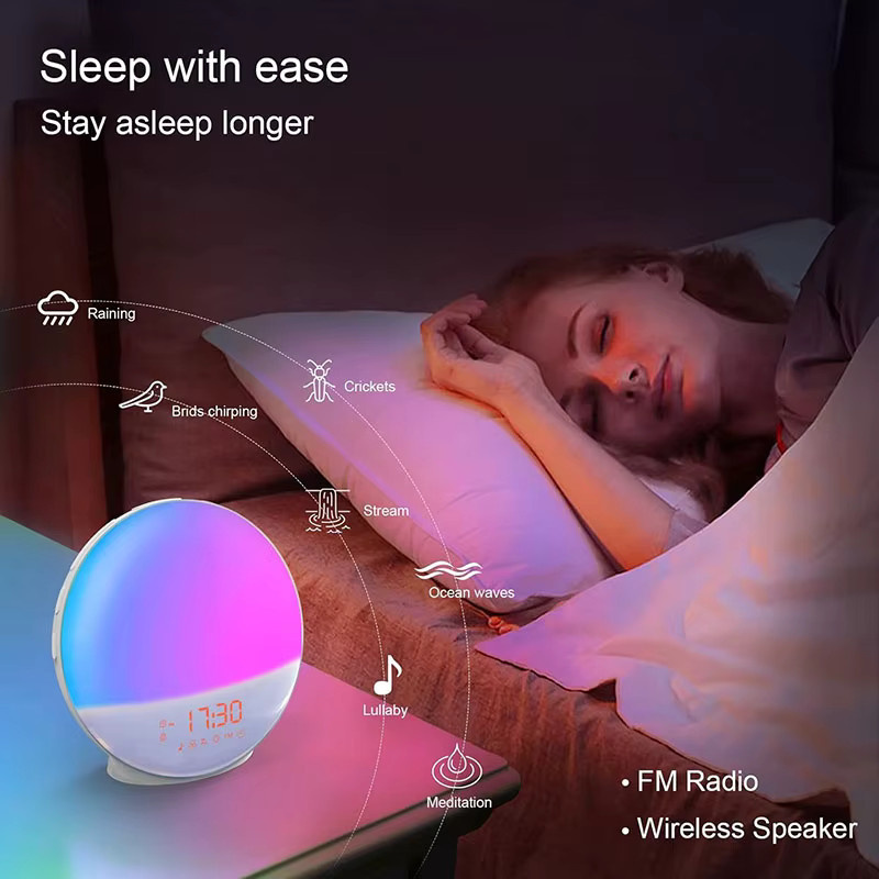 Niditon Intelligenter Wecker in Weiß mit Lichtfunktion, Digitaler Tischuhr mit Naturgeräuschen, Bluetooth-Lautsprecher, App-Steuerung und FM-Radio - Bild 2